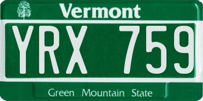 VT license plate YRX759