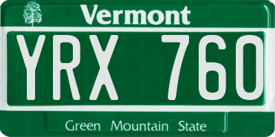 VT license plate YRX760