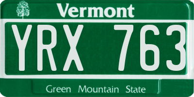 VT license plate YRX763