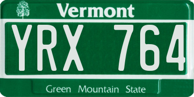 VT license plate YRX764