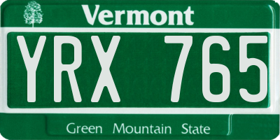 VT license plate YRX765