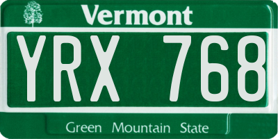 VT license plate YRX768