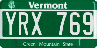 VT license plate YRX769