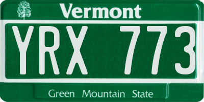 VT license plate YRX773