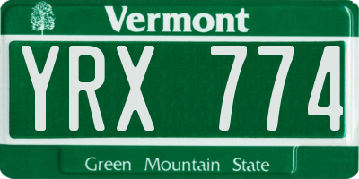 VT license plate YRX774