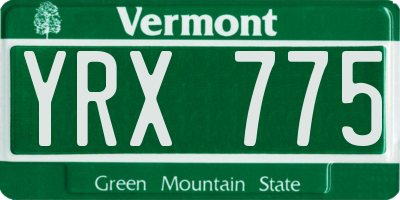 VT license plate YRX775