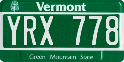 VT license plate YRX778