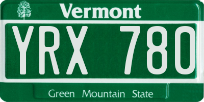 VT license plate YRX780
