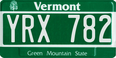 VT license plate YRX782