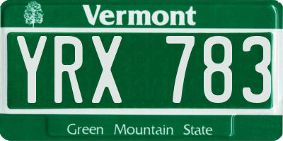 VT license plate YRX783