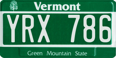 VT license plate YRX786