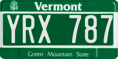 VT license plate YRX787