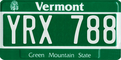 VT license plate YRX788
