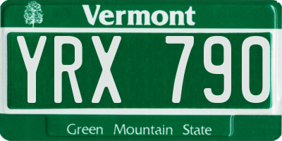 VT license plate YRX790