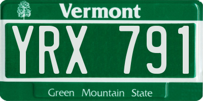 VT license plate YRX791