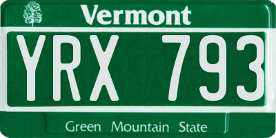 VT license plate YRX793