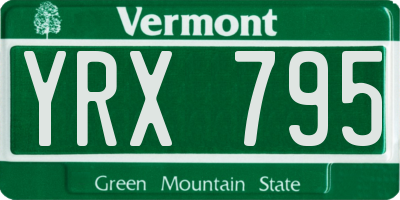 VT license plate YRX795
