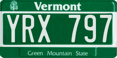 VT license plate YRX797