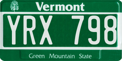 VT license plate YRX798