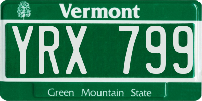 VT license plate YRX799