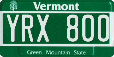 VT license plate YRX800