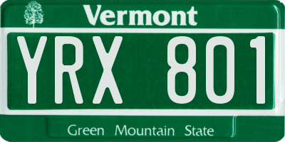 VT license plate YRX801
