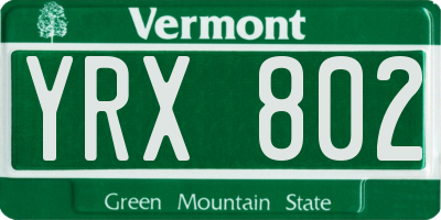 VT license plate YRX802