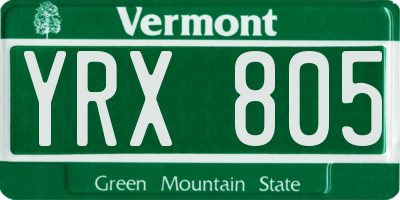 VT license plate YRX805