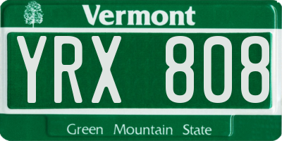 VT license plate YRX808
