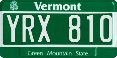 VT license plate YRX810