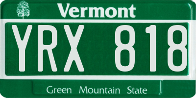 VT license plate YRX818