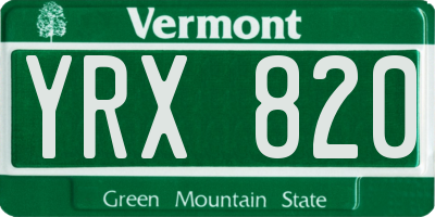 VT license plate YRX820