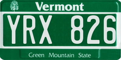 VT license plate YRX826