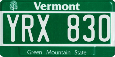 VT license plate YRX830