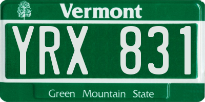 VT license plate YRX831