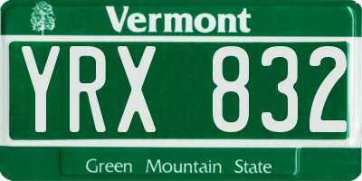 VT license plate YRX832
