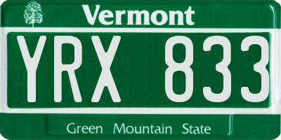 VT license plate YRX833