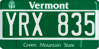 VT license plate YRX835