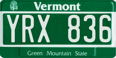 VT license plate YRX836