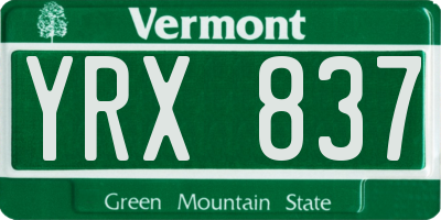 VT license plate YRX837