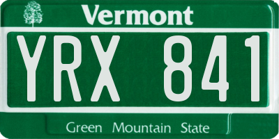 VT license plate YRX841