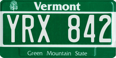 VT license plate YRX842