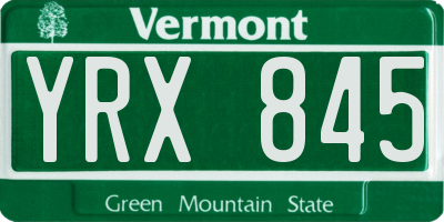 VT license plate YRX845