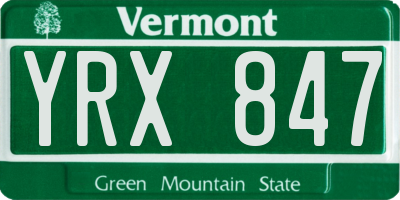 VT license plate YRX847