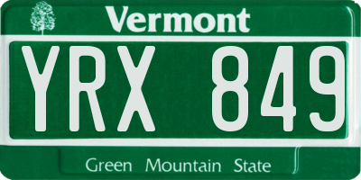 VT license plate YRX849