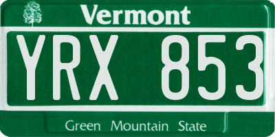 VT license plate YRX853