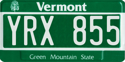 VT license plate YRX855