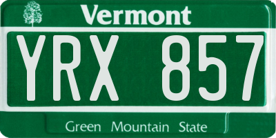 VT license plate YRX857