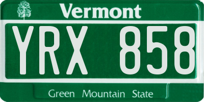 VT license plate YRX858