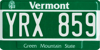 VT license plate YRX859